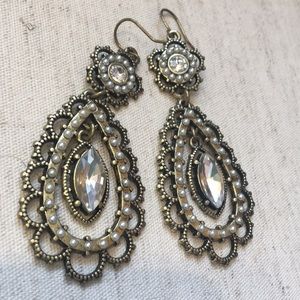 Ornate Pearl Chandelier Earrings